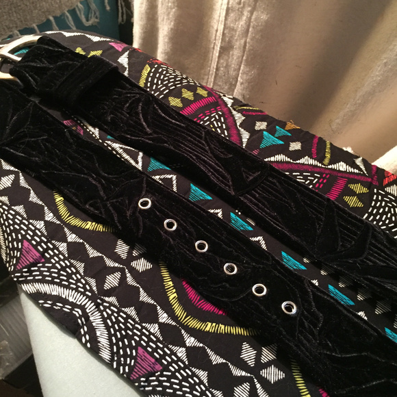 NEW Black Velvet Belt, Silver buckle main image 7